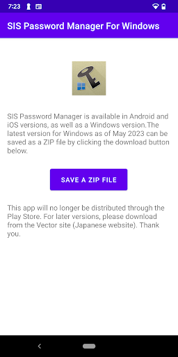 Android application SIS Password Manager Windows screenshort