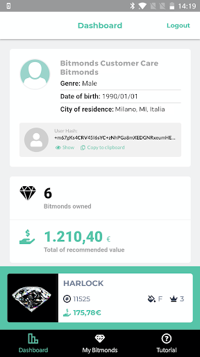 Android application Bitmonds screenshort