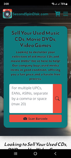 Android application SecondSpinDisk: Sell CDs DVDs screenshort