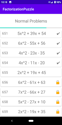 Factorization Puzzle Screen 2