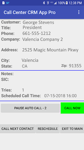 Call Center CRM App Pro (Trial Screen 2