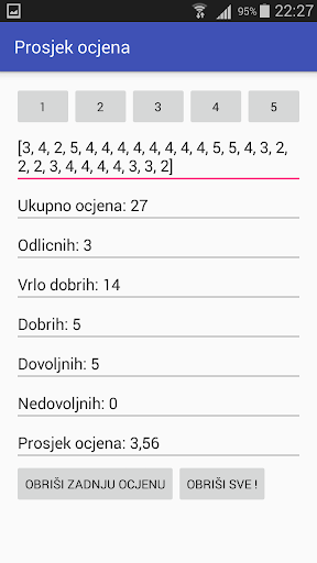 Prosjek Ocjena Kalkulator Screen 3