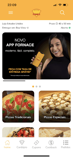 Android application Fornace Pizzaria screenshort