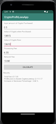 Android application CryptoCurrencyProfitLoss Calc screenshort