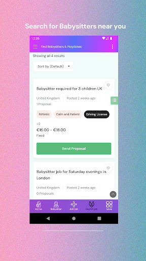 Android application Babysitbuddies -Sitter booking screenshort