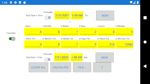 TimeDateCalculator Screen 2