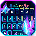 Neon Blue Pink Butterfly Keyboard Theme Apk