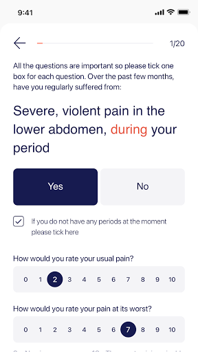 Frendo - Endometriosis Tracker Screen 3