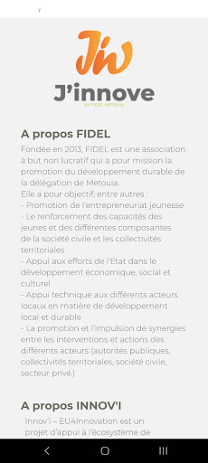 Android application J'innove by fidel screenshort