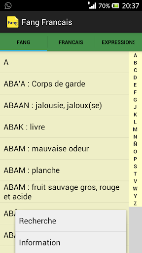 Android application Fang Français screenshort