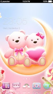 Cute Bear love honey with Pink hearts DIY Theme For PC installation