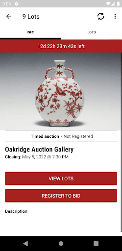 Oakridge Auctions Screen 2