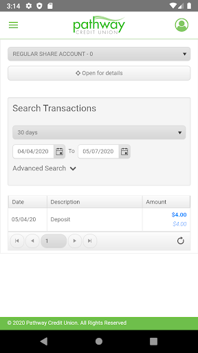 Pathway Credit Union Mobile Screen 3