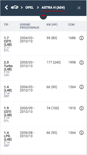 Inter Cars e-Catalog RS Screen 2