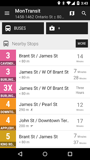 Android application Burlington Transit Bus - MonT… screenshort