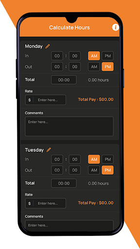 Android application Calculate Hours Pro' screenshort