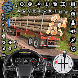 Ikoonprent Log Transporter Truck Driving