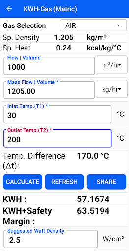 Heat Energy Calculator Screen 3