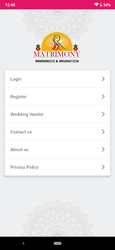Android application SR Matrimony screenshort
