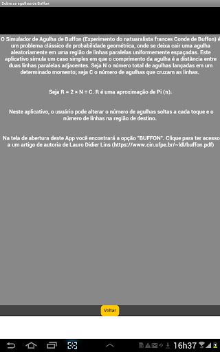 Android application Agulha de buffon para tablet screenshort
