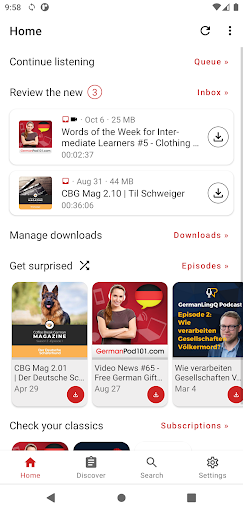 Android application Learning German Podcasts screenshort
