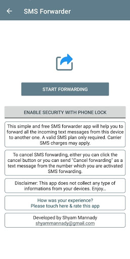 Android application Automatic SMS Forwarder screenshort