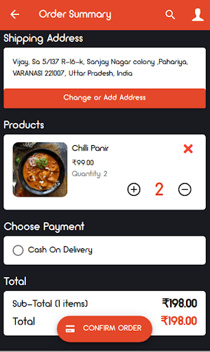 Food Delivery System Screen 2