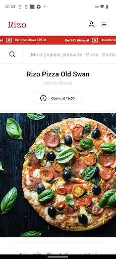 Android application Rizo Pizza Old Swan screenshort