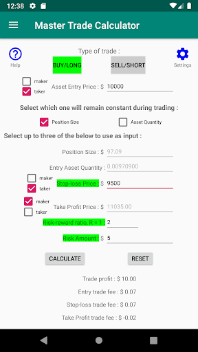 Master Trade Calculator Screen 2