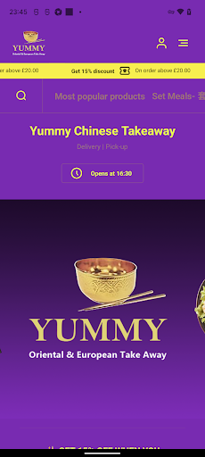 Android application Yummy Chinese Takeaway screenshort