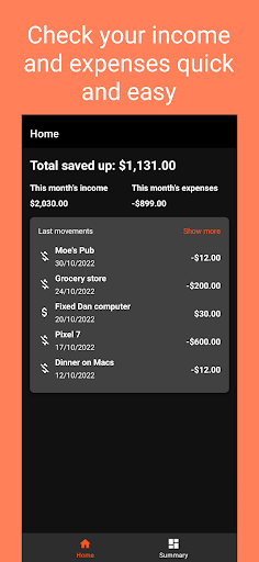 Android application Project Finance screenshort