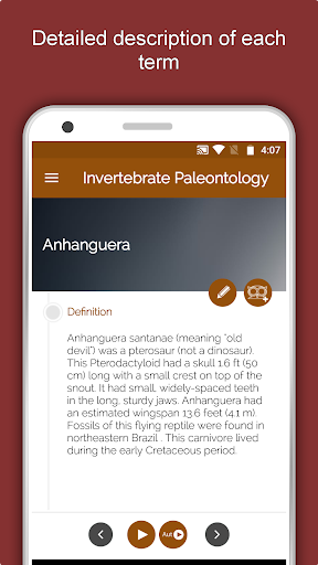 Screenshot of Palaeontology Dictionary App