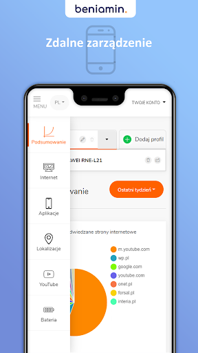 Android application Beniamin Kontrola rodzicielska screenshort
