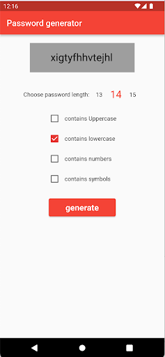 Android application Password generator screenshort
