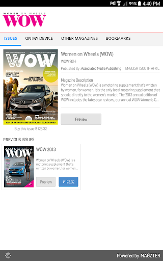 Android application Women on Wheels (WOW) screenshort