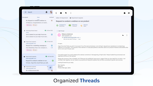 Screenshot of Zoho TeamInbox