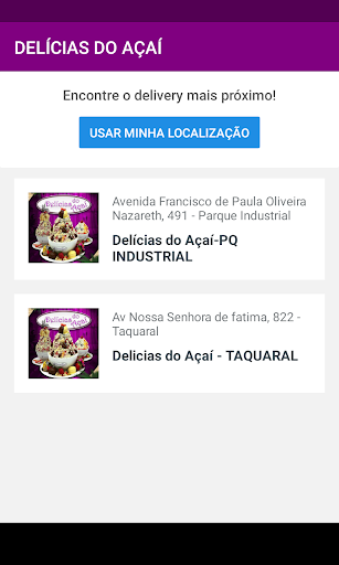Android application Delícias do Açaí screenshort