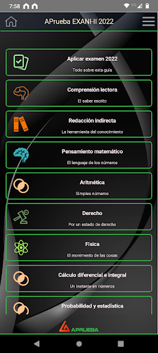 Android application EXANI-II APrueba screenshort