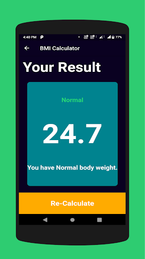 BMI Calculator Screen 2