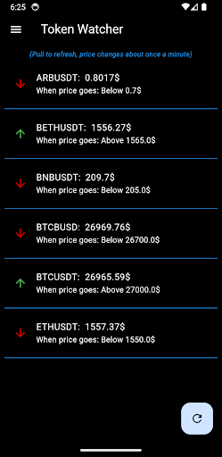 Android application Token Watcher screenshort