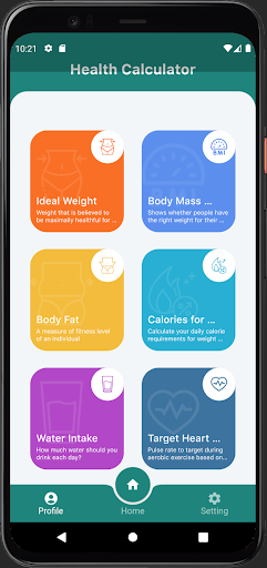 Android application Health Calculator: Weight, BMI screenshort