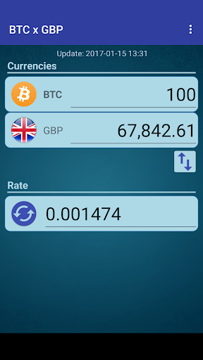 Android application Bitcoin x British Pound screenshort