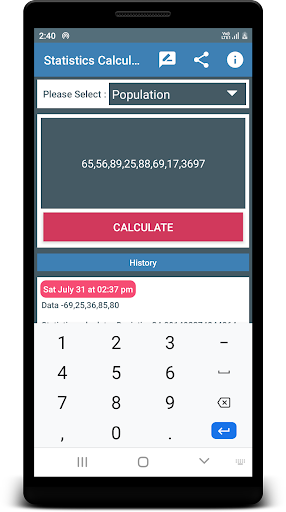 Android application Statistics Calculator screenshort
