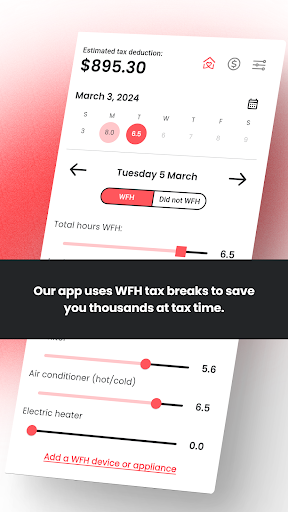 From Home: WFH tax logbook Screen 2
