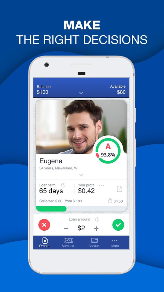 Android application Suretly – vouch for borrowers and get paid for it screenshort