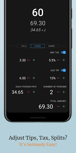 Tax, Tip, Travel & Splits Calc Screen 3