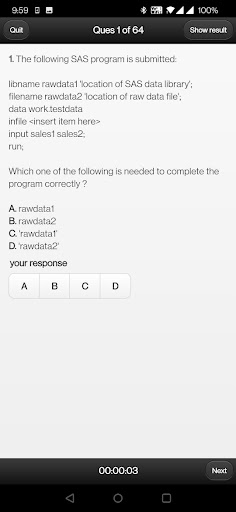 Base SAS Practice Exam Lite Screen 2