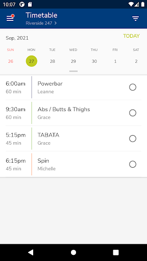 Android application Riverside 247 Fitness screenshort
