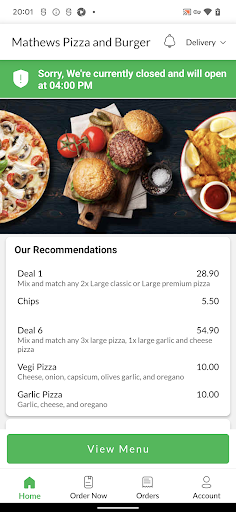 Mathews Pizza and Burger Screen 2