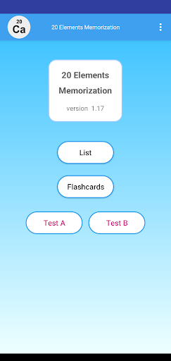Android application 20 Elements Memorization screenshort